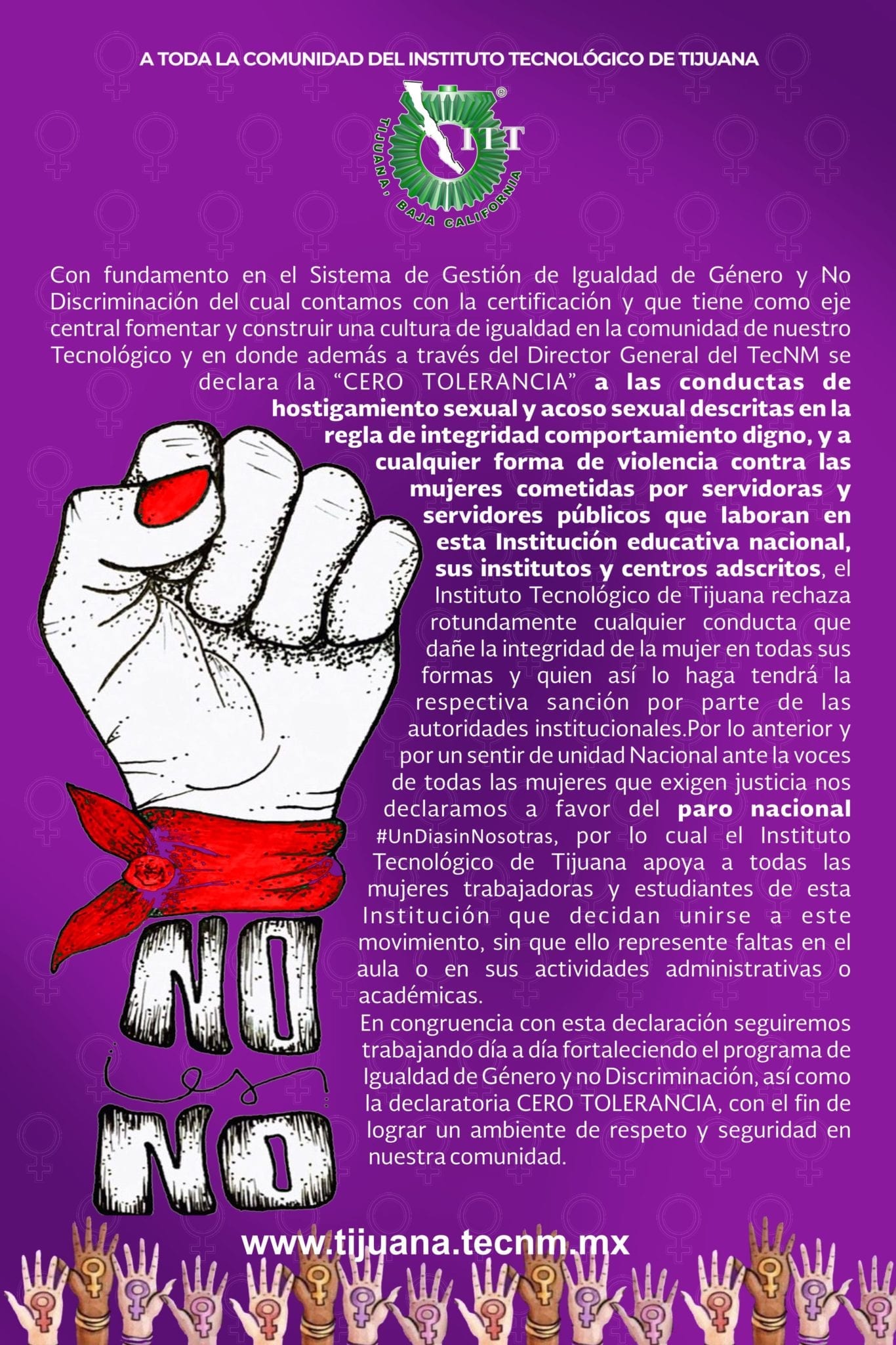 A TODA LA COMUNIDAD DEL INSTITUTO TECNOLÓGICO DE TIJUANA