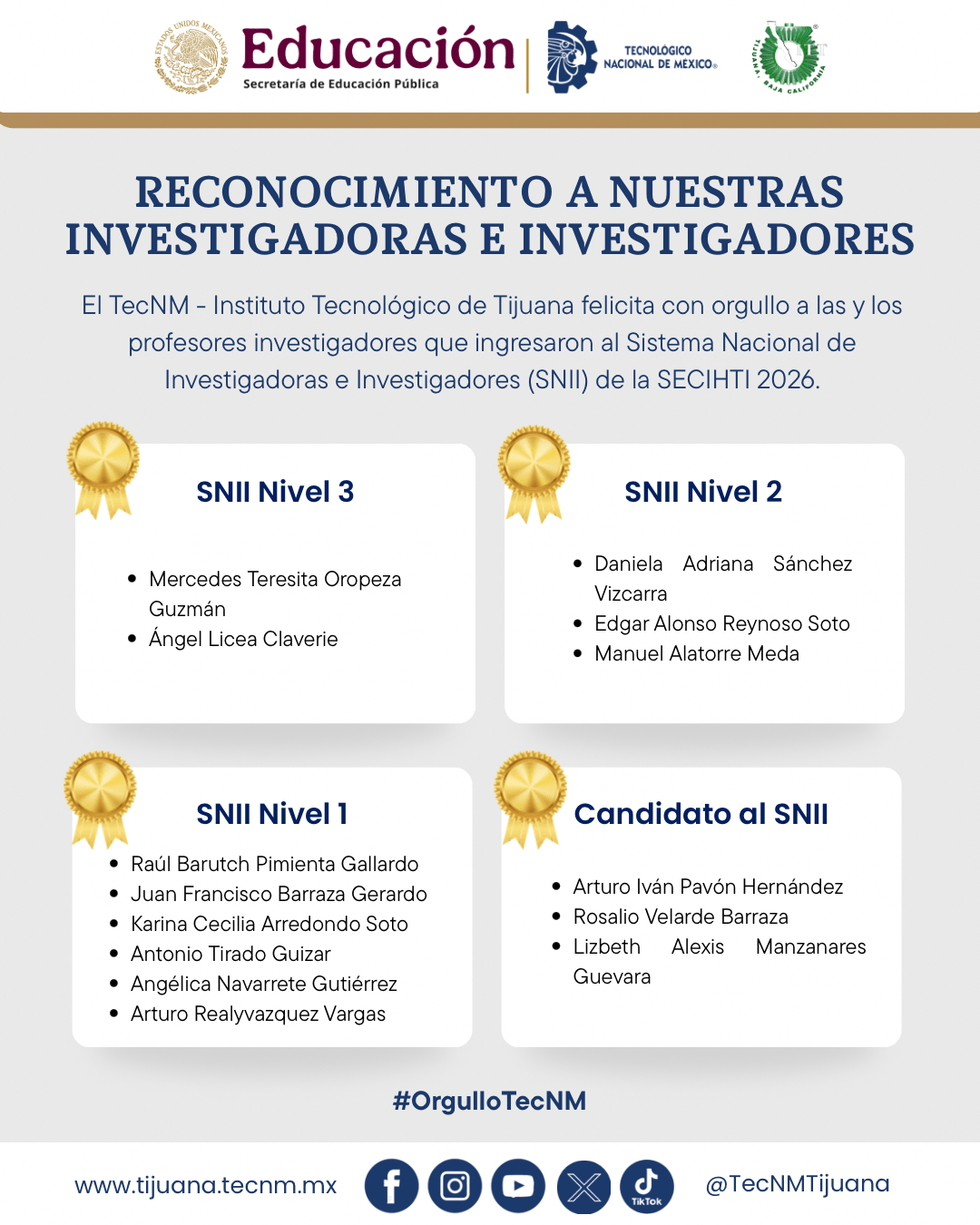 Reconocimiento a nuestros investigadores