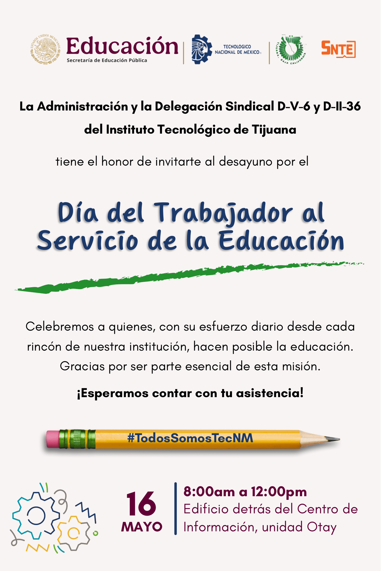 Invitación – Desayuno Día del Trabajador al Servicio de la Educación